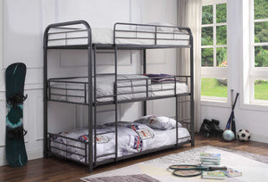 57" X 79" X 74" Gunmetal Metal Triple Bunk Bed - Full
