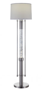 15" X 15" X 58" Brushed Nickel Metal Glass LED Shade Floor Lamp