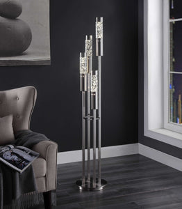 11" X 11" X 58" Brushed Nickel Metal Glass LED Floor Lamp