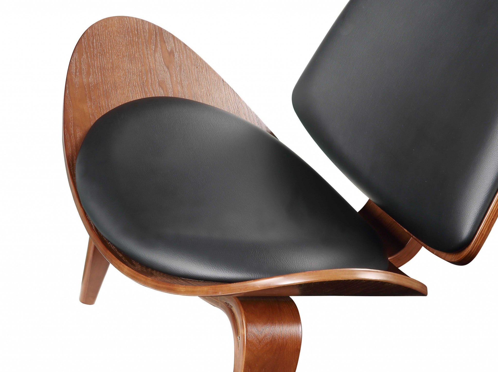 30" X 36" X 30" Black Bonded Leather Walnut Wood Upholstered (Seat) Accent Chair