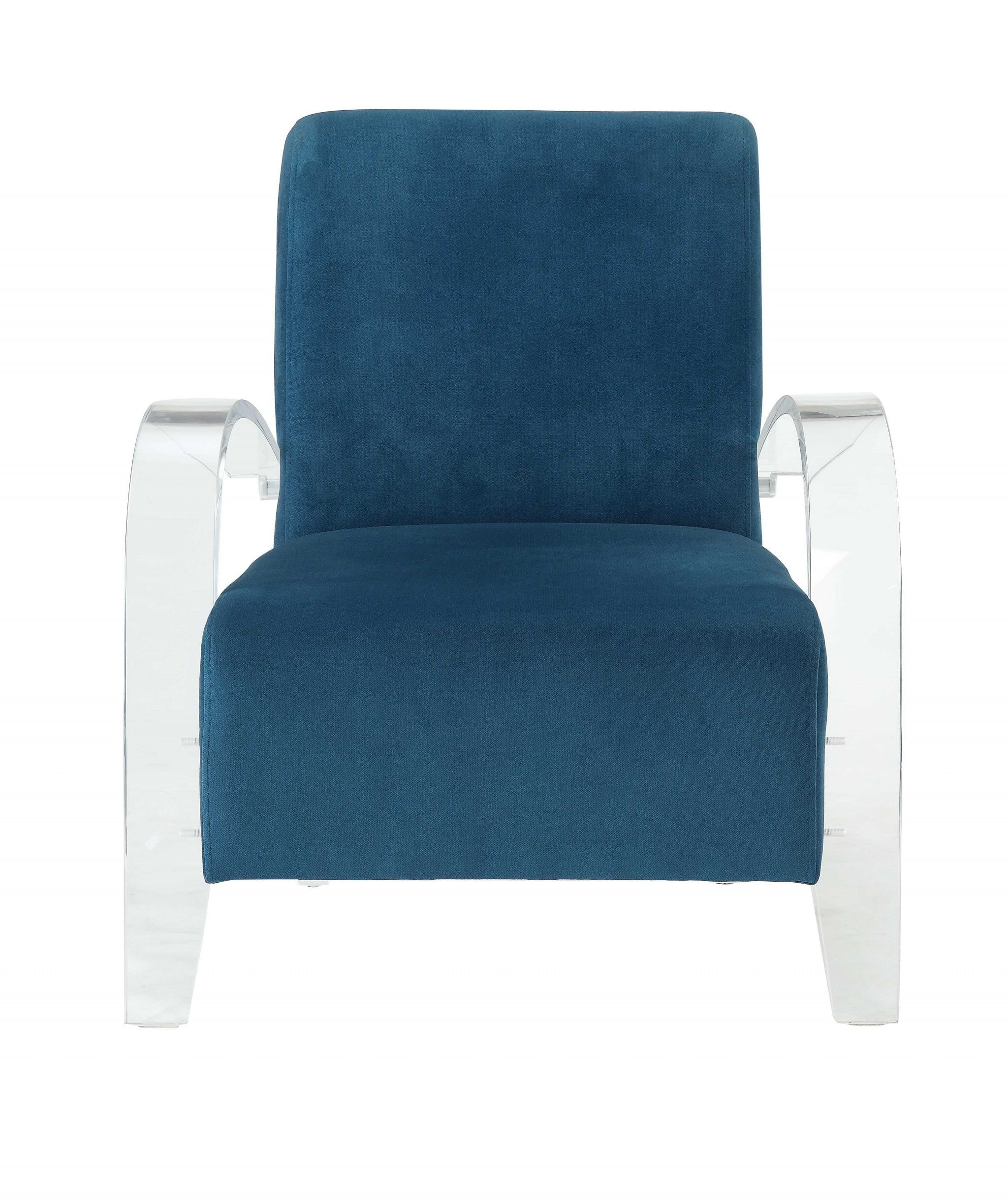 Teal Upholstery and Clear Acrylic Armed  Accent Chair