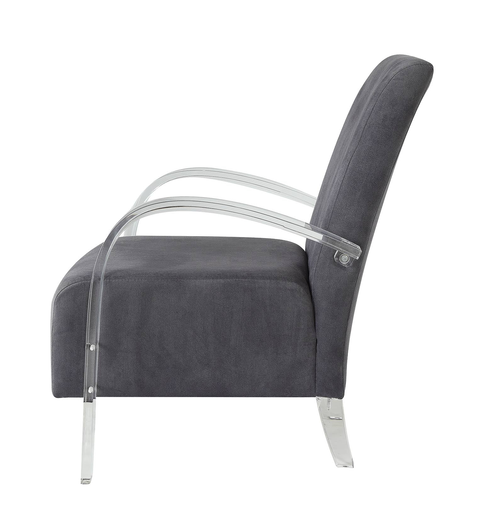 30" X 31" X 36" Charcoal Clear Acrylic Upholstery Acrylic Accent Chair