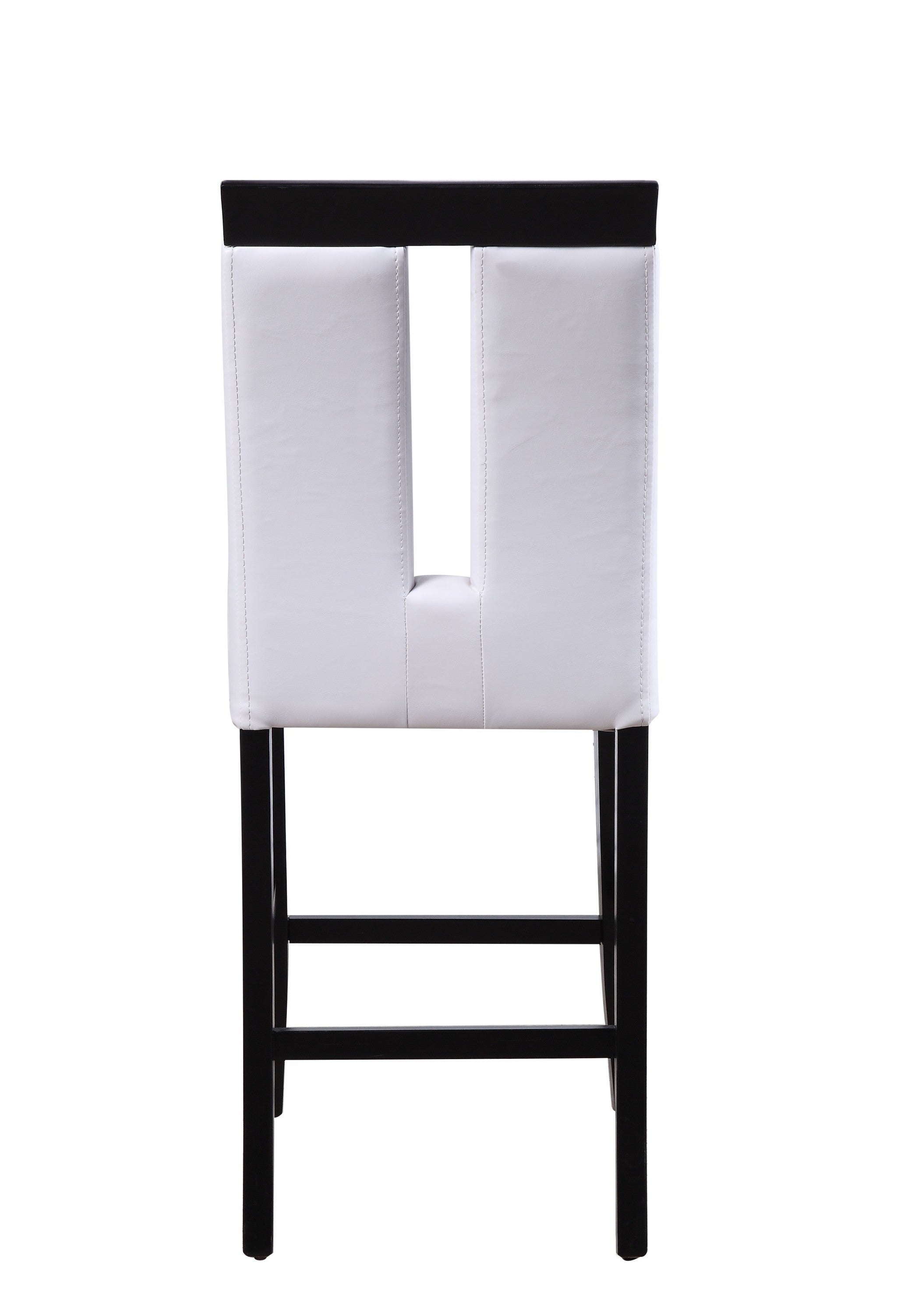 19" X 24" X 41" White Faux Leather Upholstered Seat and Black Wood Counter Height Chair  Set of 2