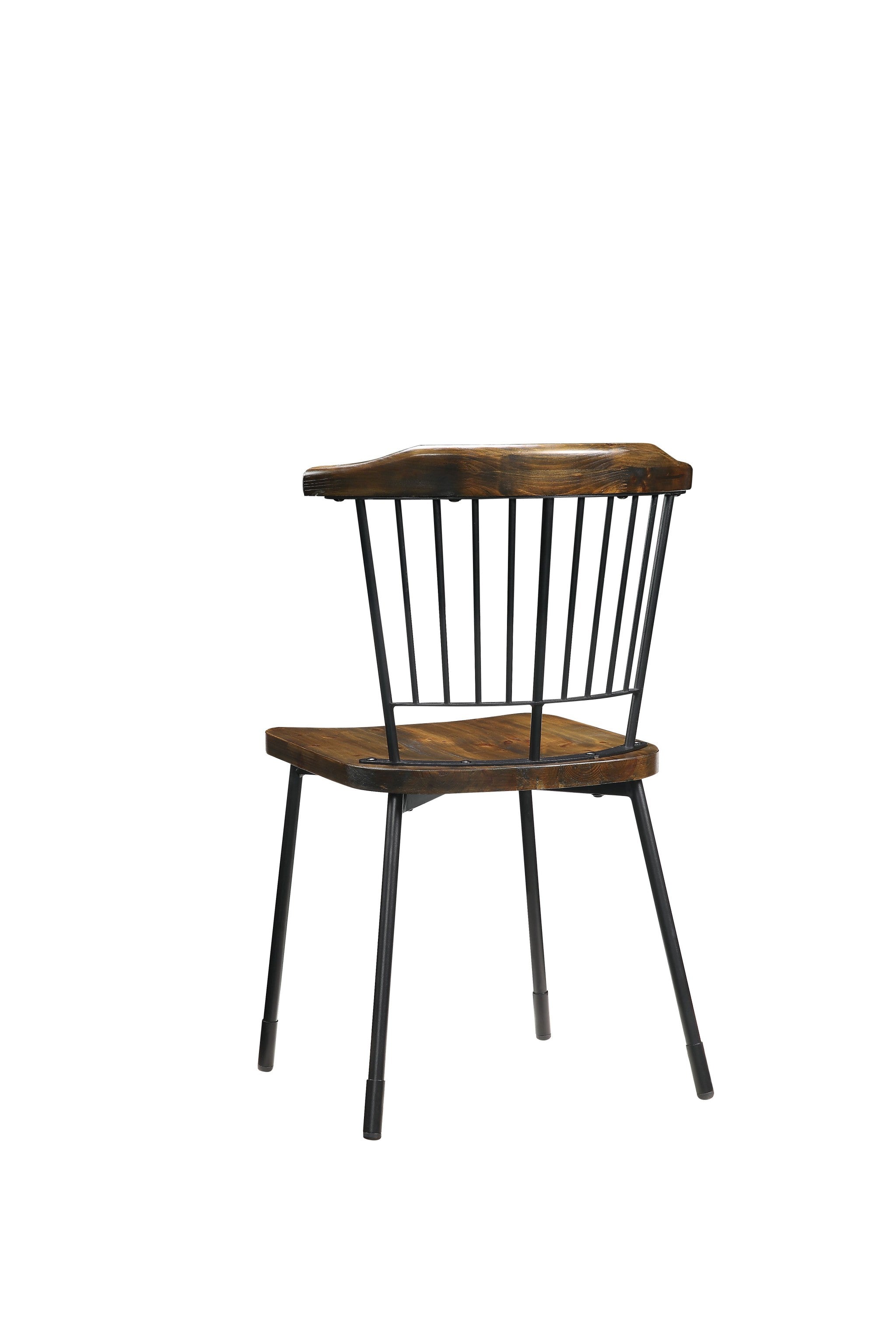 21" X 19" X 32" Brown Oak Wood and Black Metal Base Side Chair - Set of 2