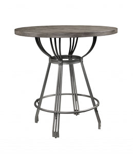 36" X 36" X 36" Gray Oak Gunmetal Metal Wood 5Pc Pk Counter Height Set