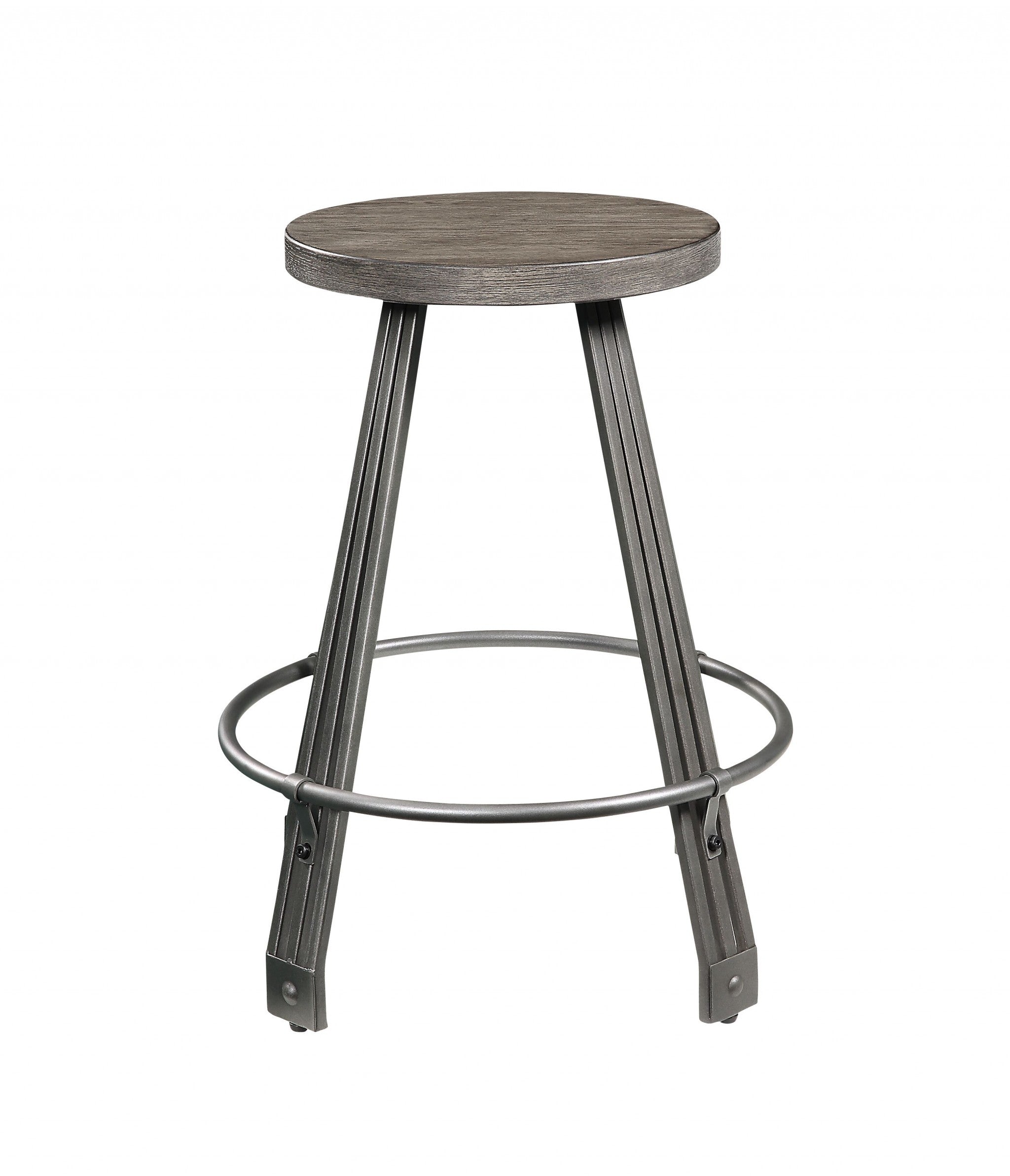 36" X 36" X 36" Gray Oak Gunmetal Metal Wood 5Pc Pk Counter Height Set