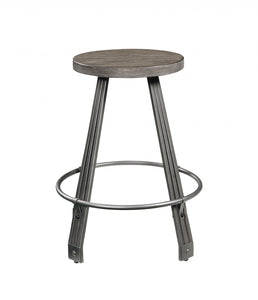 36" X 36" X 36" Gray Oak Gunmetal Metal Wood 5Pc Pk Counter Height Set