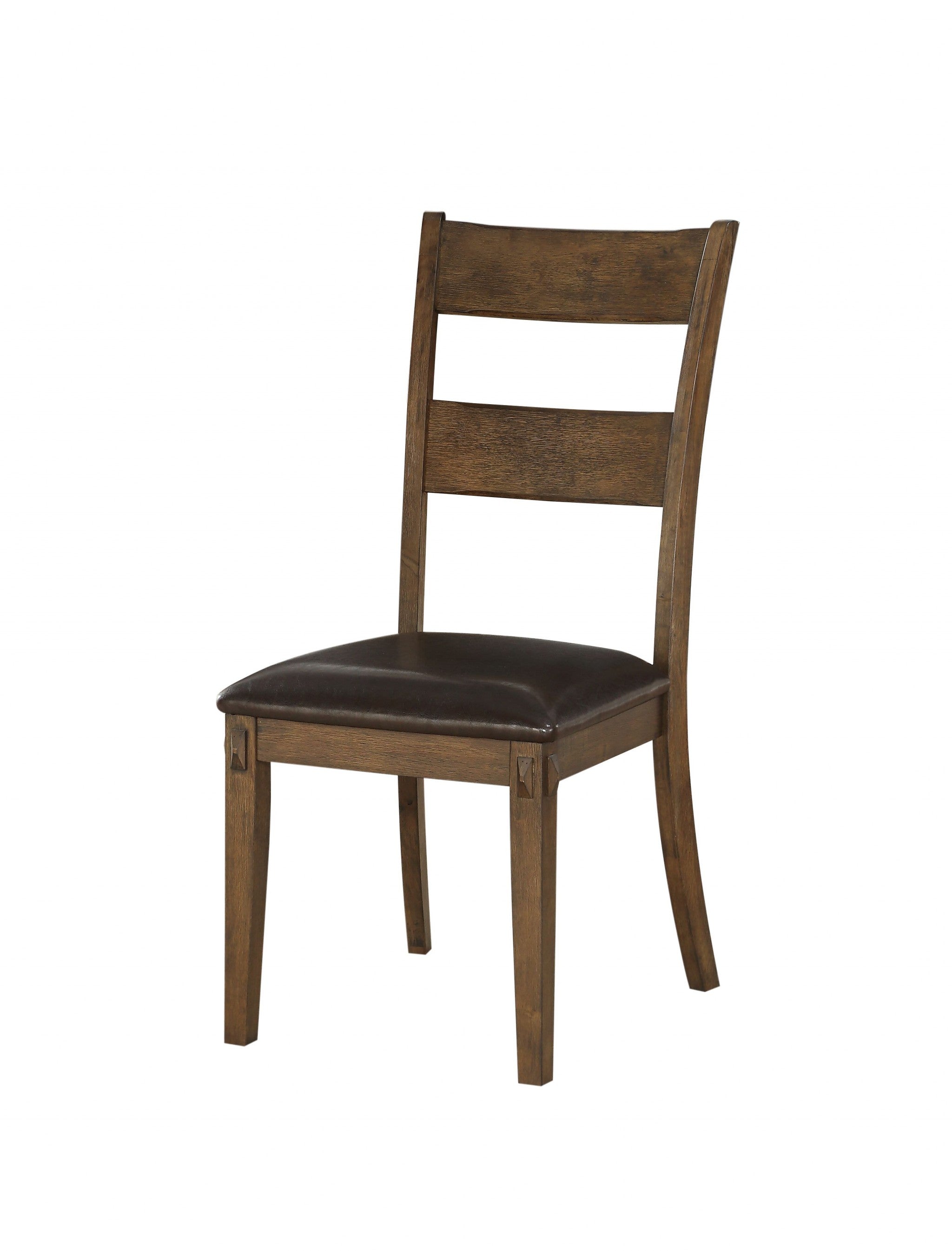 19" X 21" X 39" Faux Leather Upholstered and Dark Oak Wood Side Chair