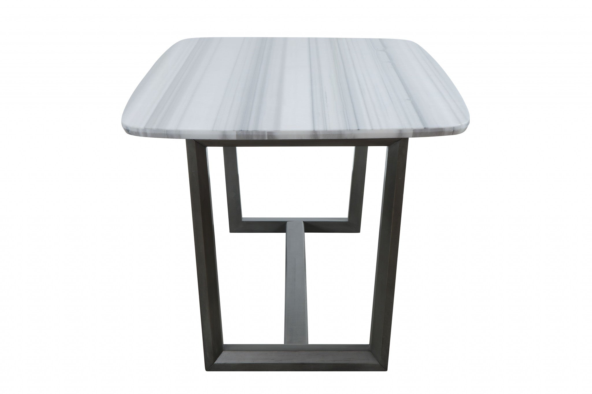 40" X 72" X 30" Marble Gray Oak Wood Marble Dining Table