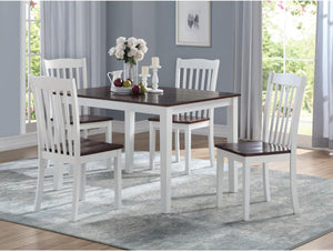 36" X 48" X 30" White Walnut Wood 5Pc Pk Dining Set