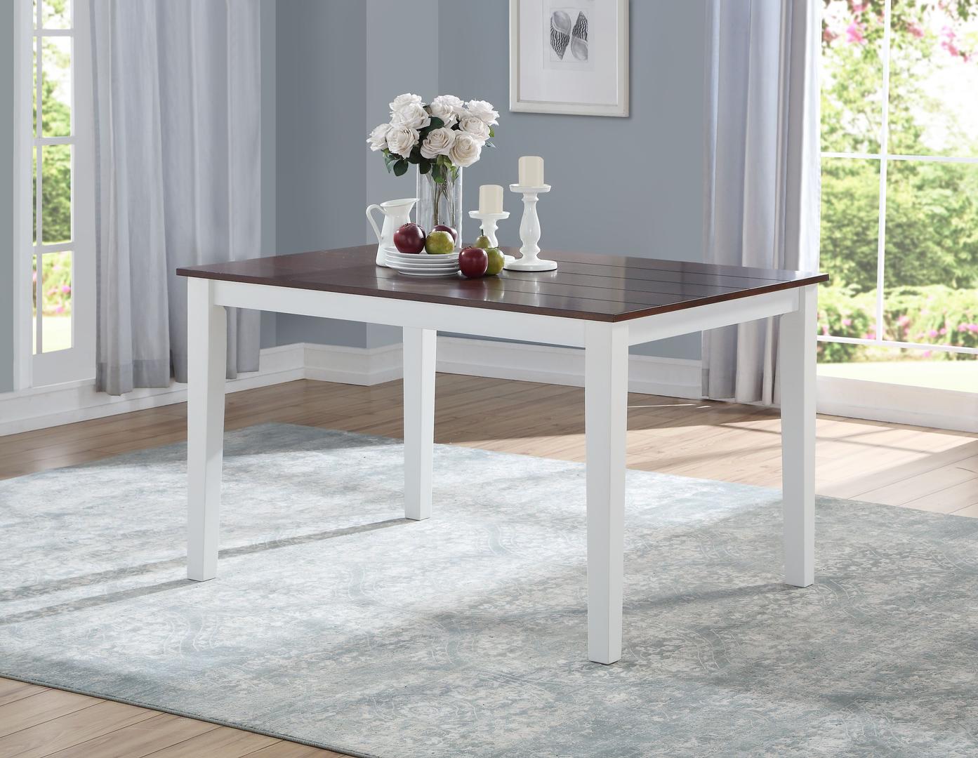 36" X 48" X 30" White Walnut Wood 5Pc Pk Dining Set