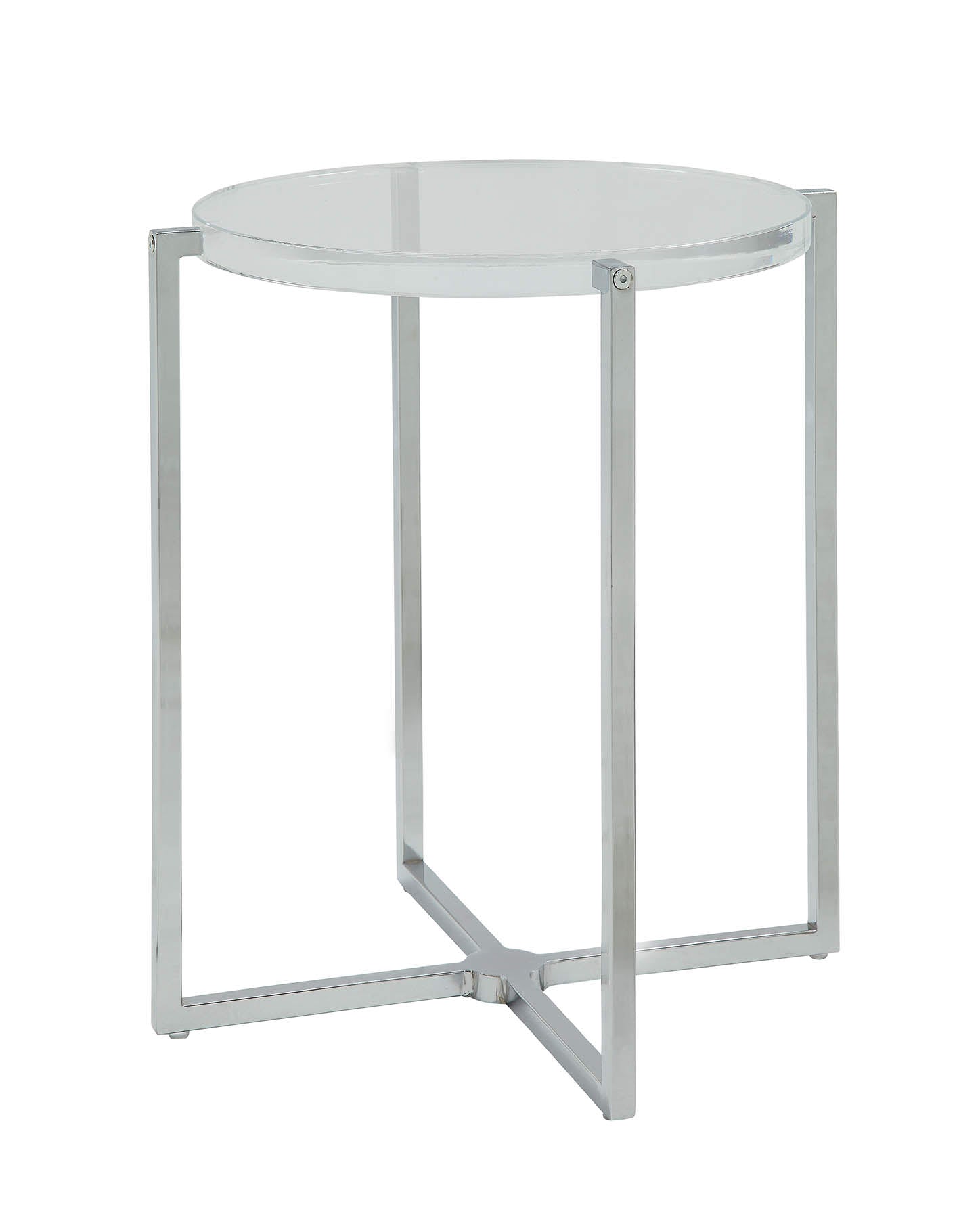 18" X 18" X 19" Clear Acrylic Chrome Metal Side Table