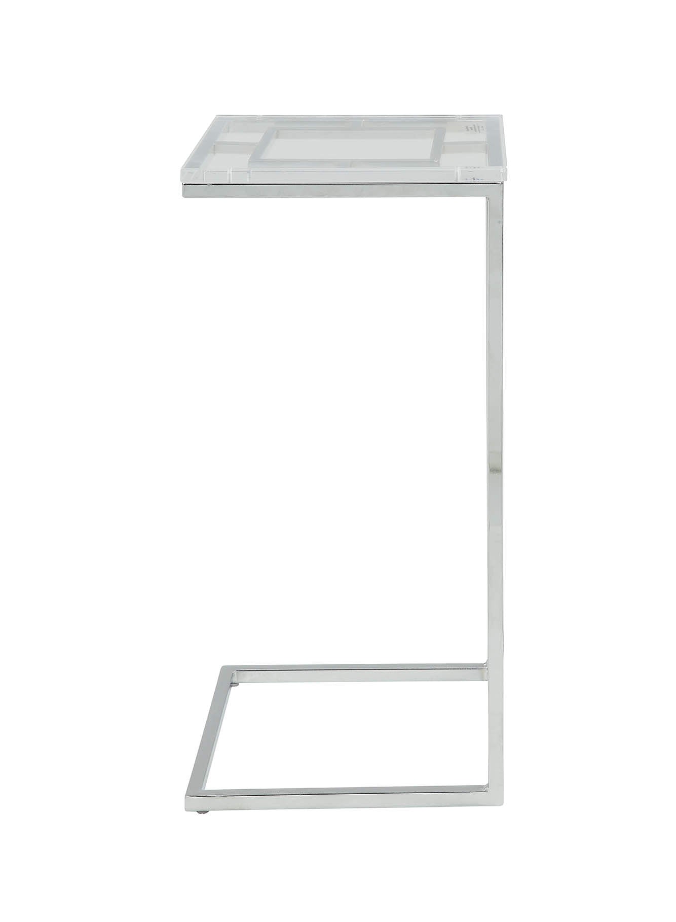 13" X 13" X 26" Clear Acrylic Chrome Metal Side Table
