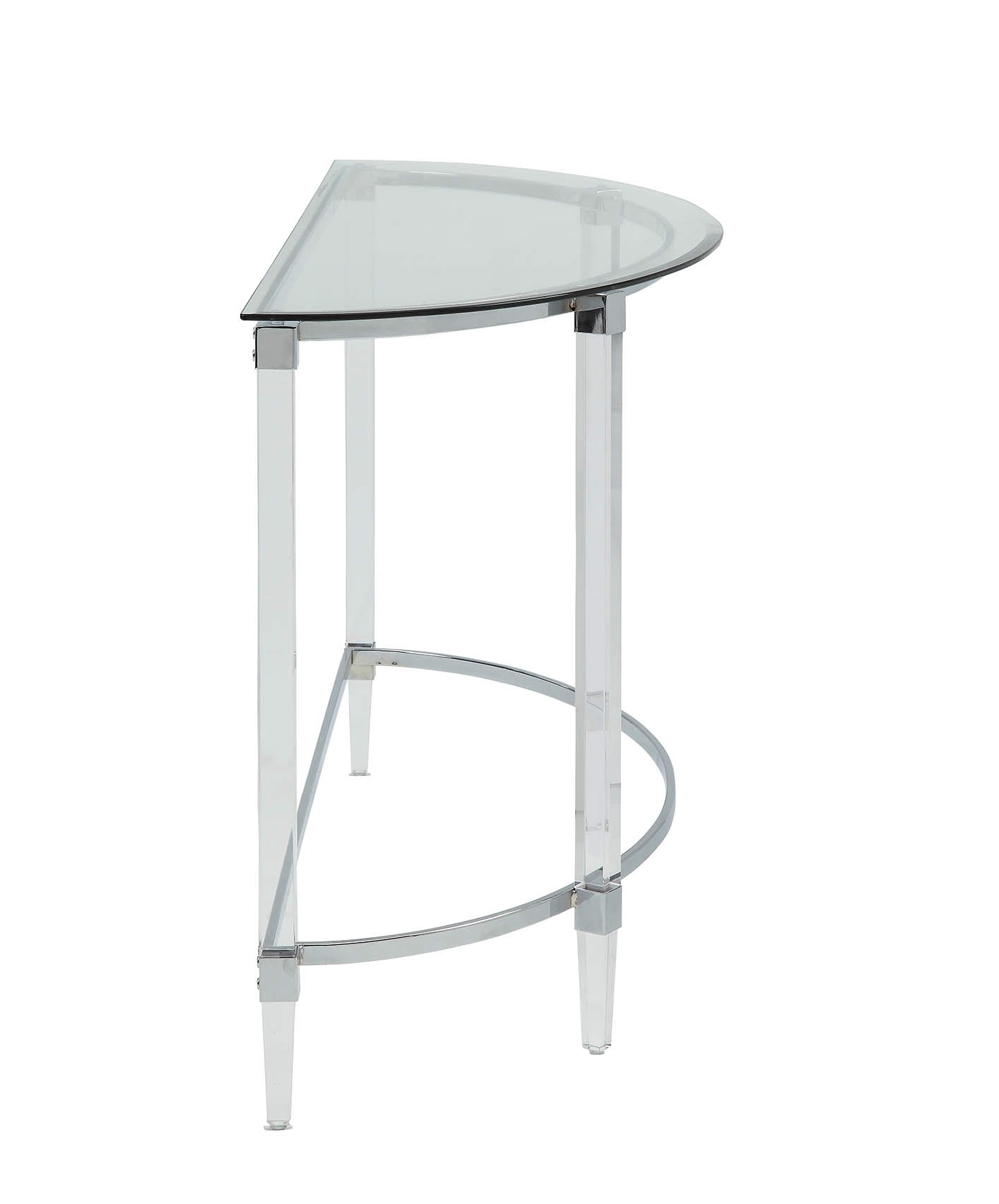 18" X 48" X 29" Clear Acrylic Chrome Glass Metal Sofa Table