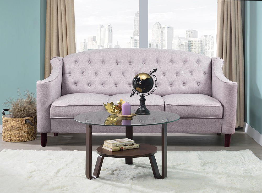 31" X 31" X 18" Dark Walnut Clear Glass Wood Coffee Table