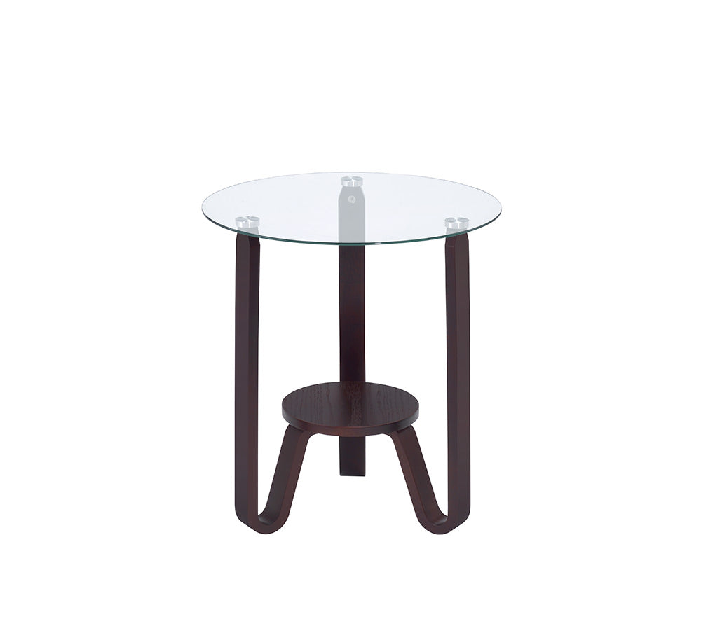 20" X 20" X 22" Dark Walnut Clear Glass Wood End Table