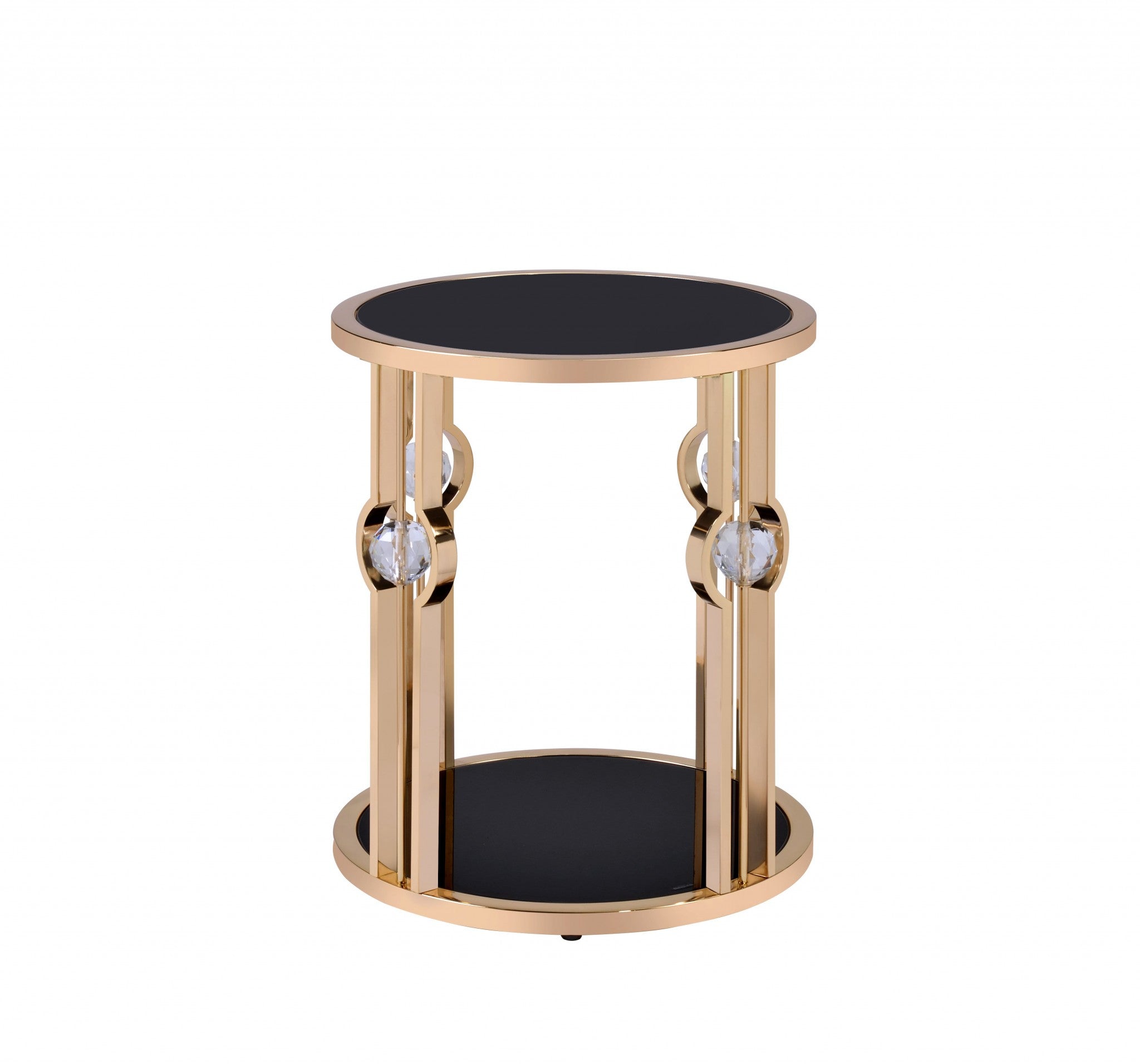 20" X 20" X 24" Metal Glass End Table and Gold & Black Glass