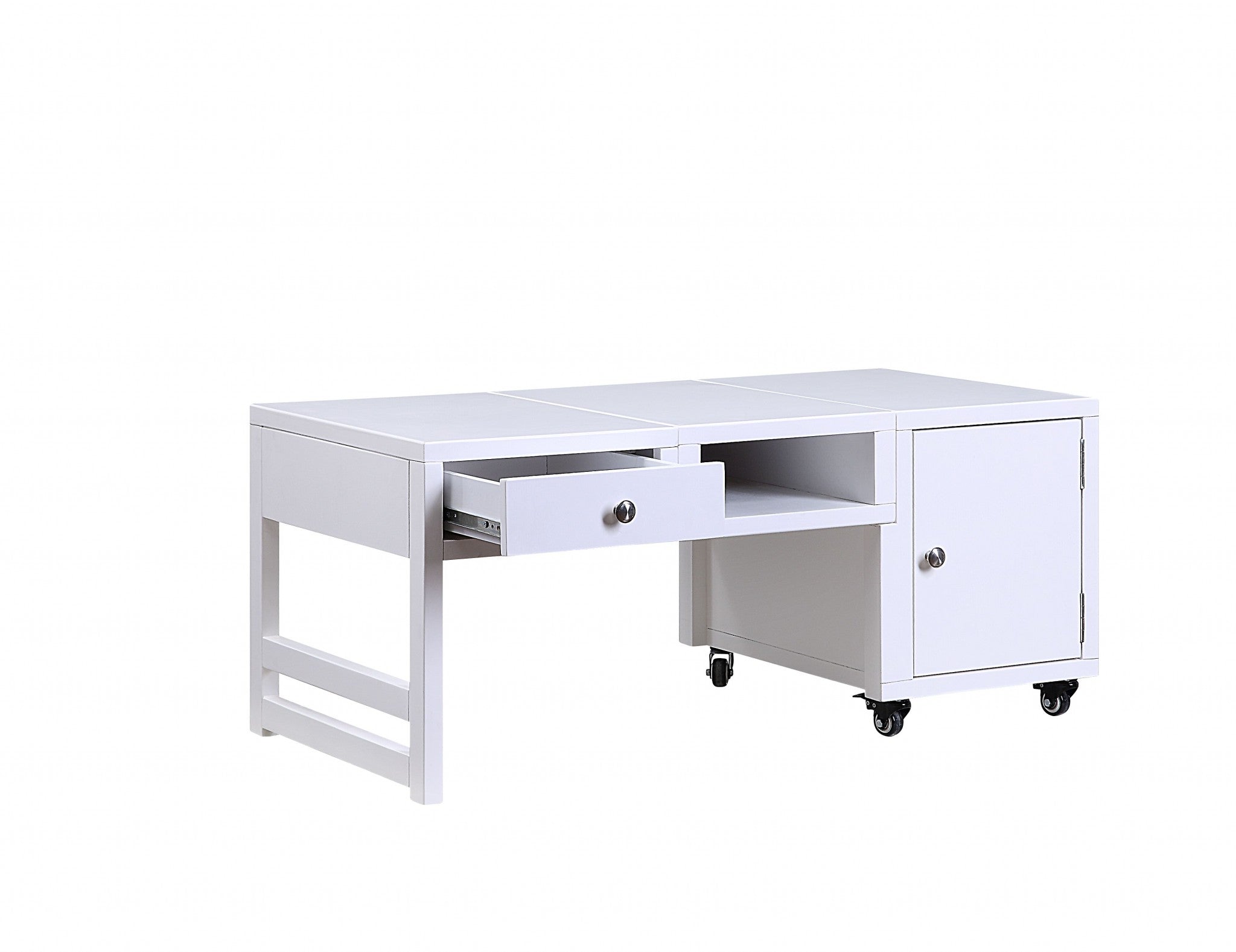 20" X 40" X 18" White Wood Veneer Coffee Table (Convertible)