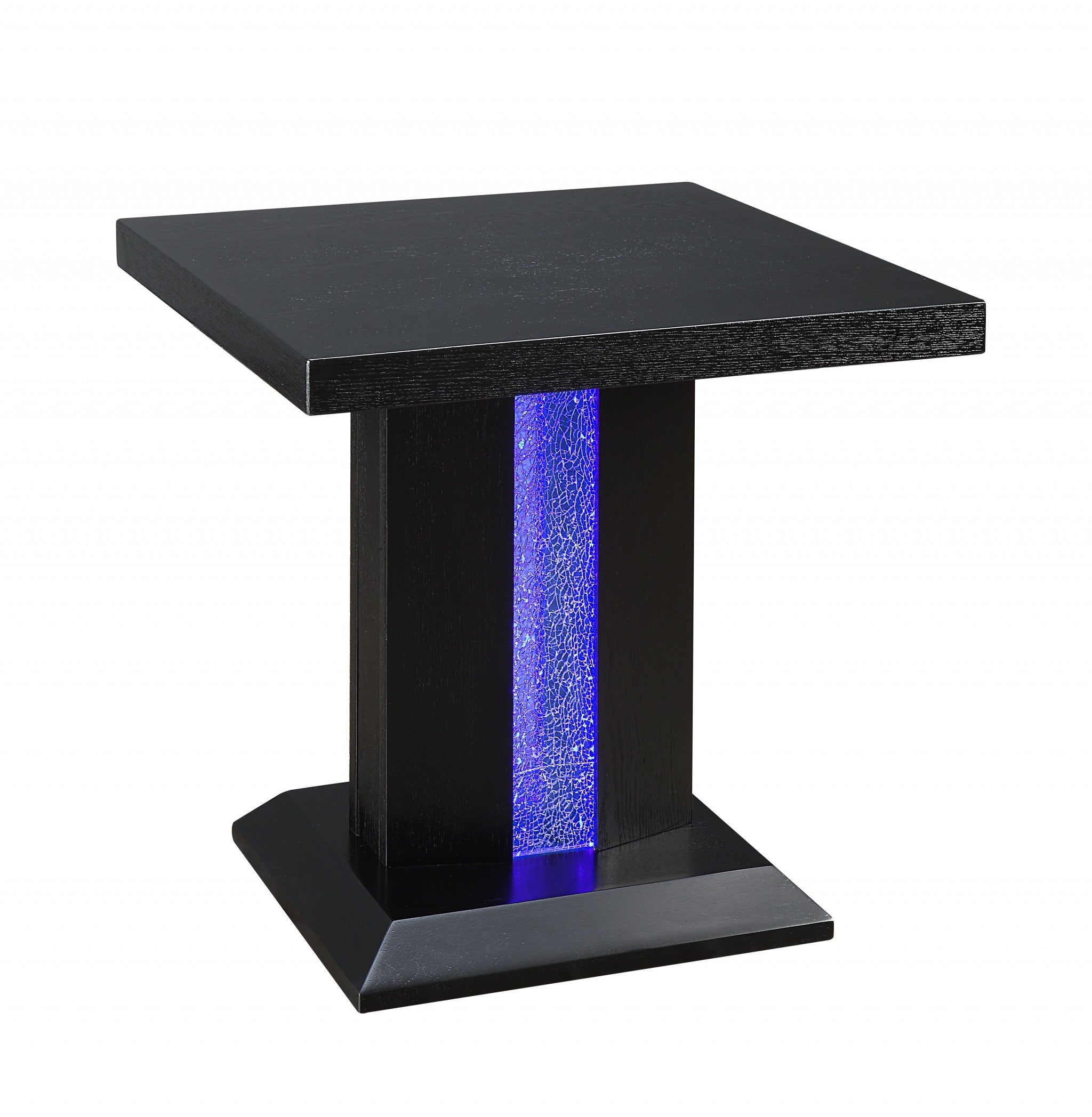 24" X 24" X 24" Black LED Wood Glass End Table