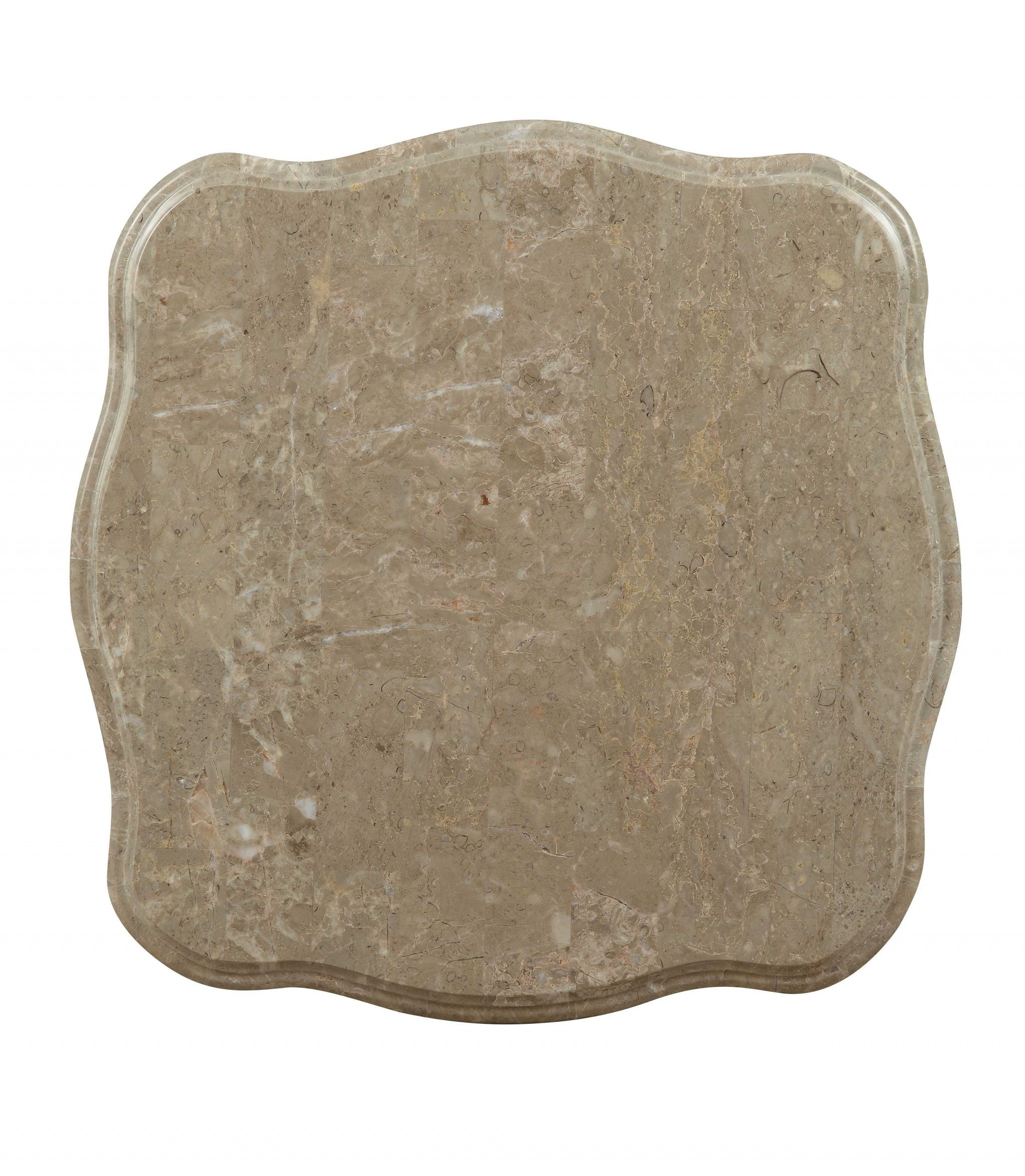 28" X 28" X 24" Marble Antique White Wood PolyResin End Table