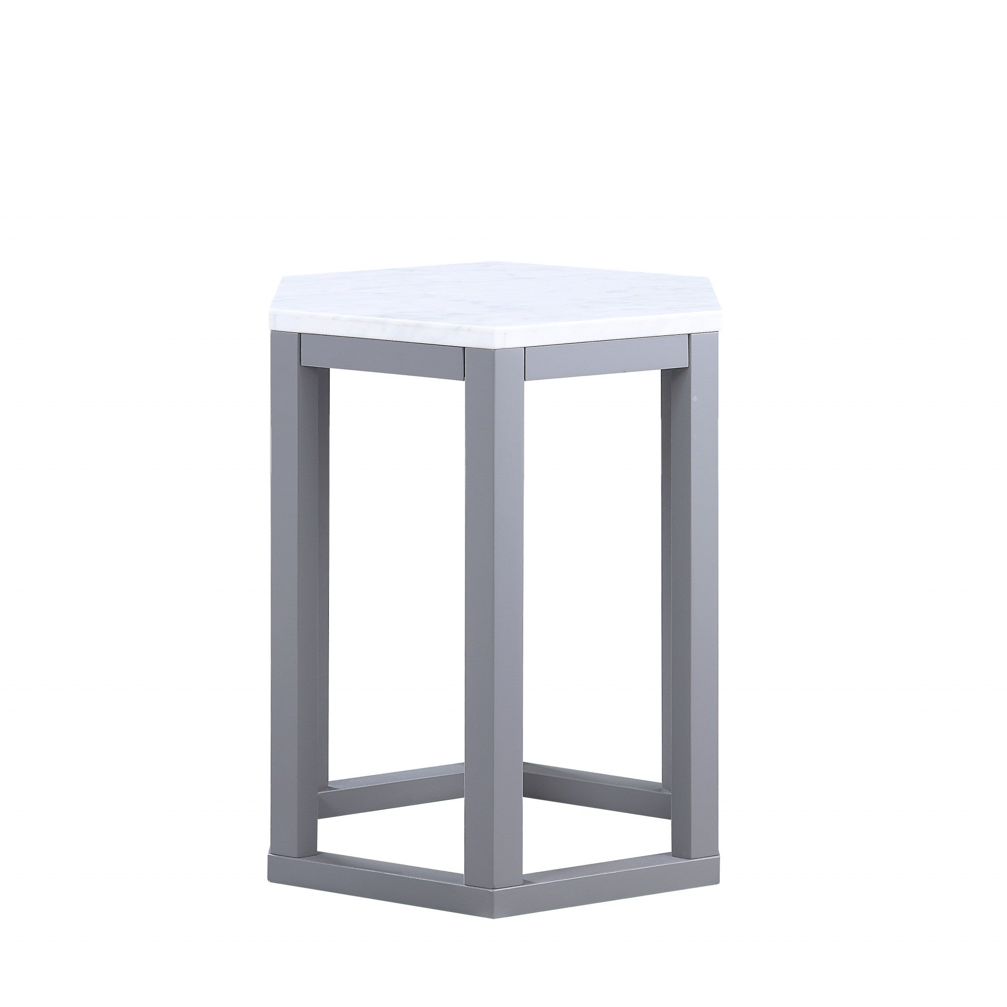 16" X 18" X 20" Gray Marble Wood 2Pc Pk End Table
