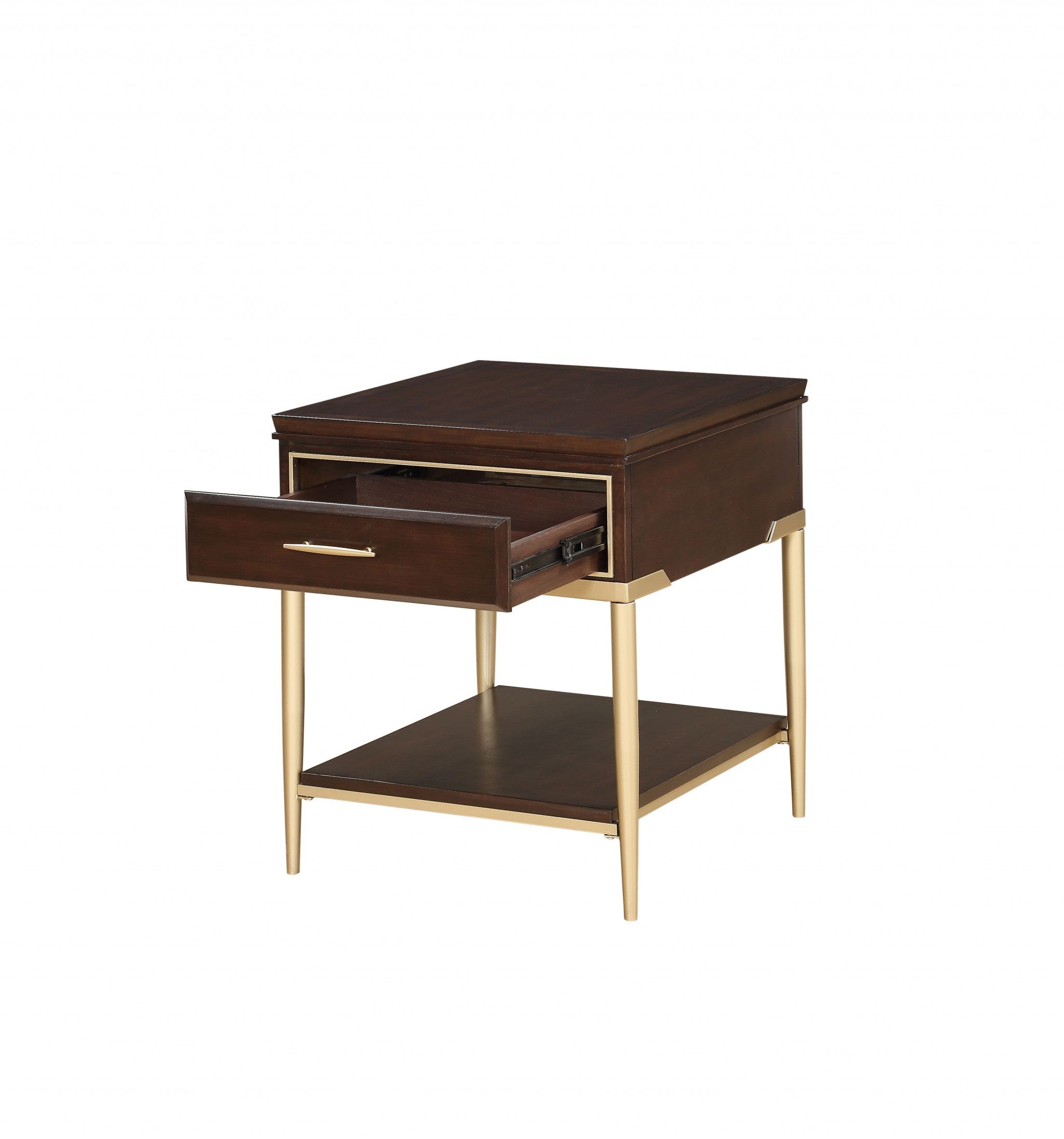 24" X 22" X 26" Cherry Metal Wood End Table