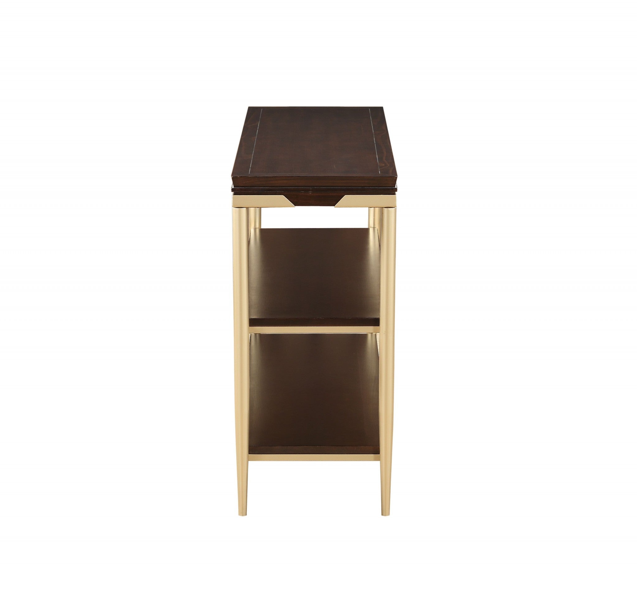 14" X 48" X 30" Cherry Metal Wood Sofa Table