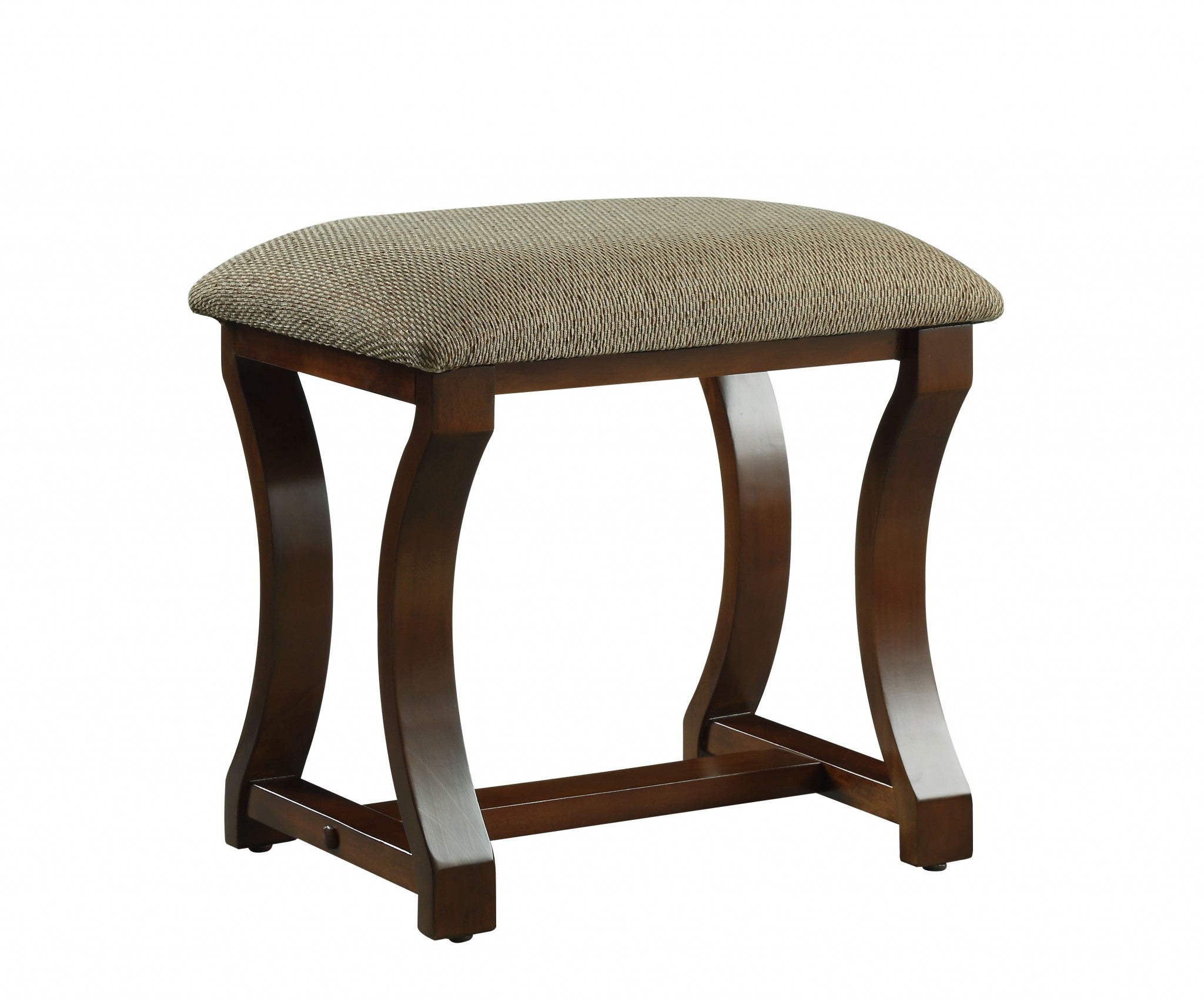 19" X 43" X 54" Taupe Fabric Cherry Wood Mirror Upholstered (Seat) Vanity Set