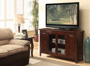17" X 52" X 33" Espresso Wood Glass TV Stand for Flat Screen TVs up to 60"
