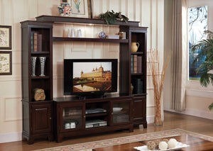 19" X 58" X 26" Merlot Wood Glass TV Stand TV Stand