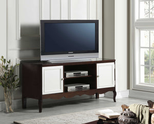 21" X 61" X 28" Walnut White Wood TV Stand