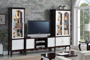 18" X 39" X 78" Walnut White Wood Curio Cabinet