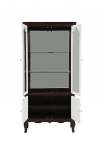 18" X 39" X 78" Walnut White Wood Curio Cabinet
