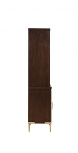 16" X 112" X 74" Cherry Metal Wood Entertainment Center (Set of 2)