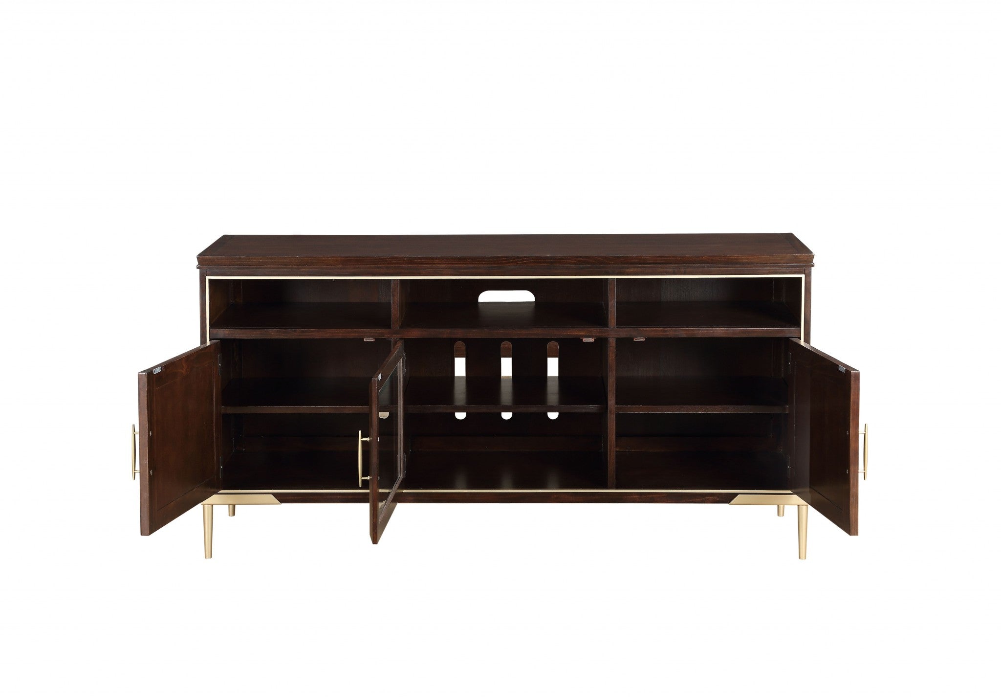 19" X 64" X 32" Cherry Metal Wood TV Stand