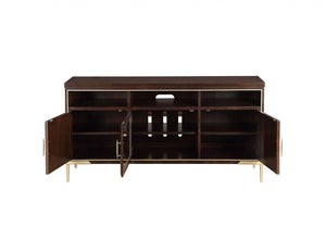 19" X 64" X 32" Cherry Metal Wood TV Stand