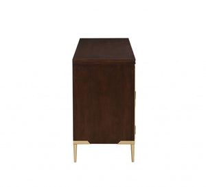 19" X 64" X 32" Cherry Metal Wood TV Stand