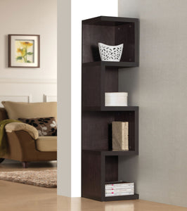 14" X 14" X 59" Espresso Wood Veneer (PU Paper) Bookcase - Large S Shelf