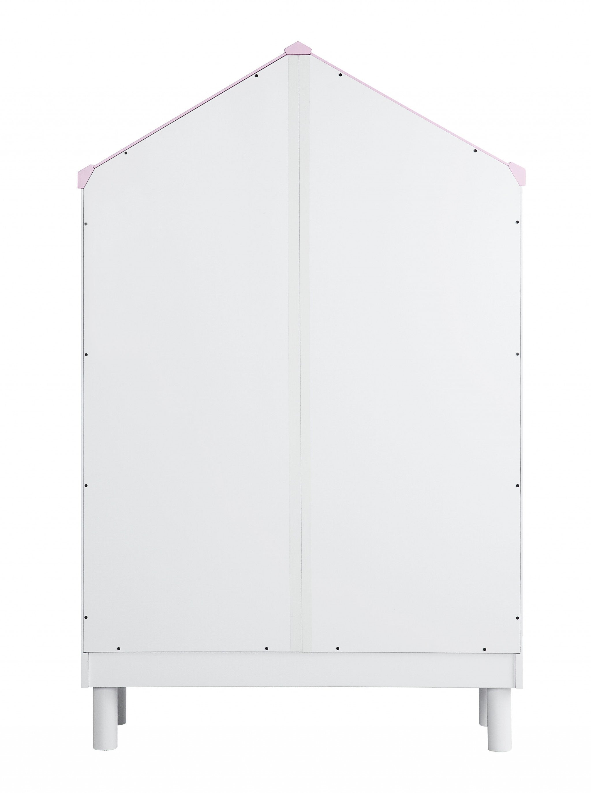 13" X 35" X 56" White Pink Wood Bookcase