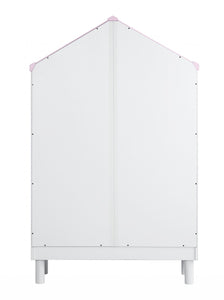 13" X 35" X 56" White Pink Wood Bookcase