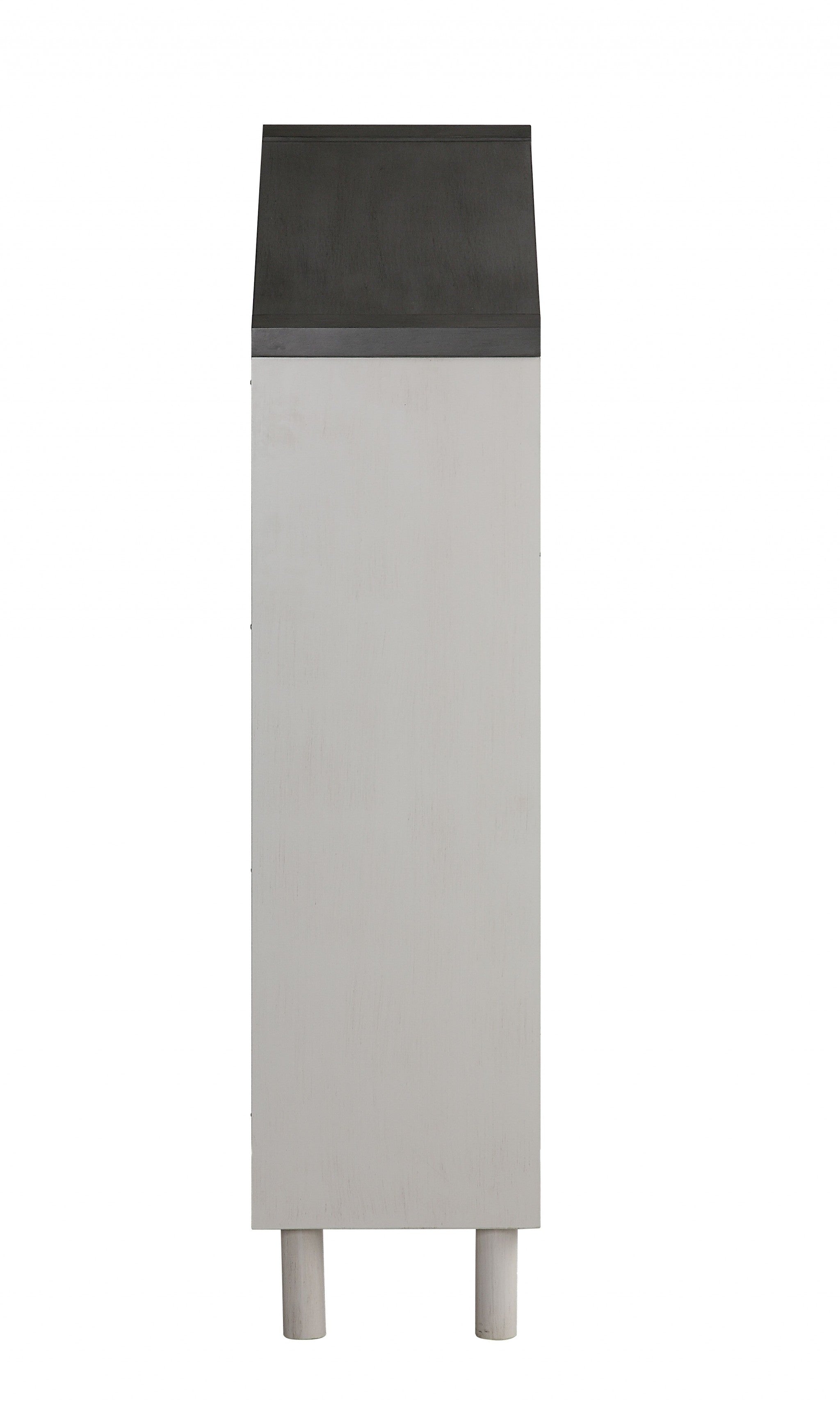 13" X 35" X 56" Weathered White Washed Gray Wood Bookcase