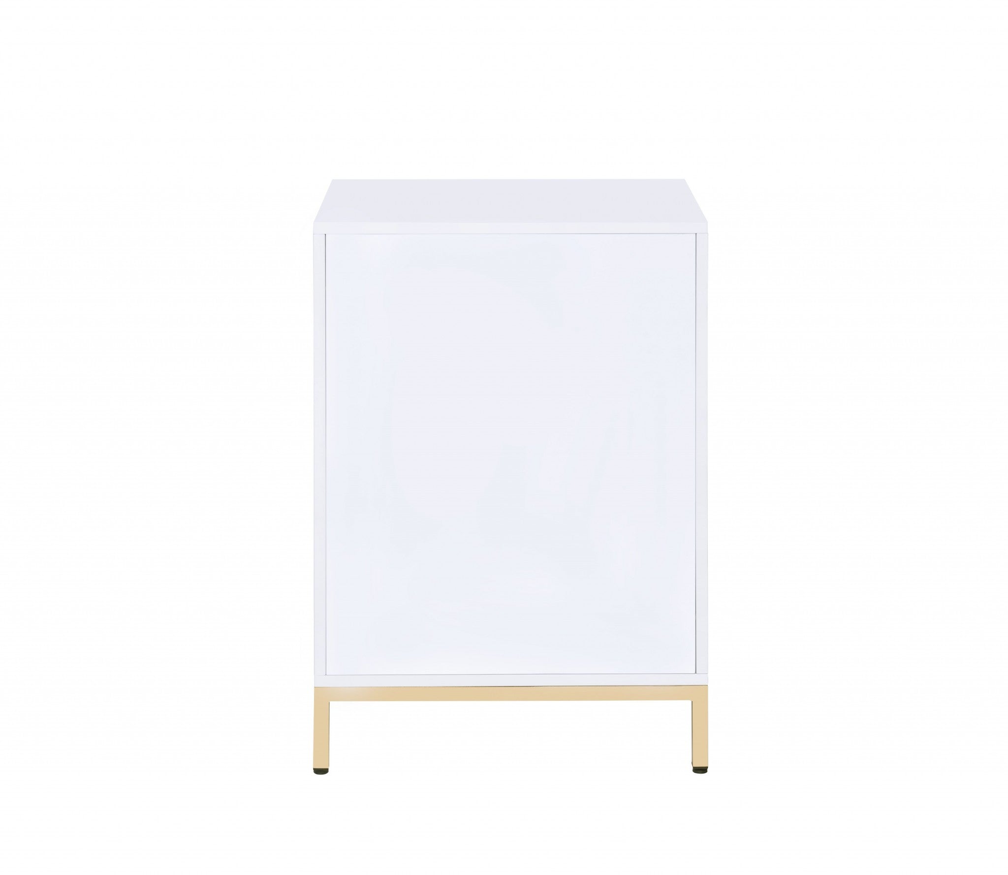 16" X 20" X 30" White High Gloss Gold Metal Wood Cabinet
