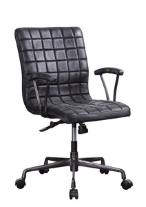 24" X 25" X 36" Vintage Black Top Grain Leather Aluminum Metal Upholstered (Seat) Casters Engineered Wood Executive Office Chair