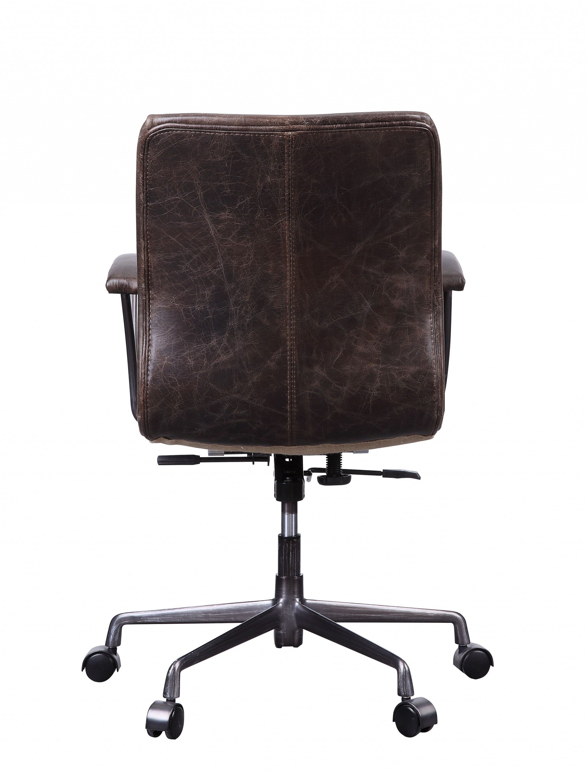 28" X 25" X 38" Distress Chocolate Top Grain Leather Metal Upholstered (Seat) Casters Engineered Wood Executive Office Chair