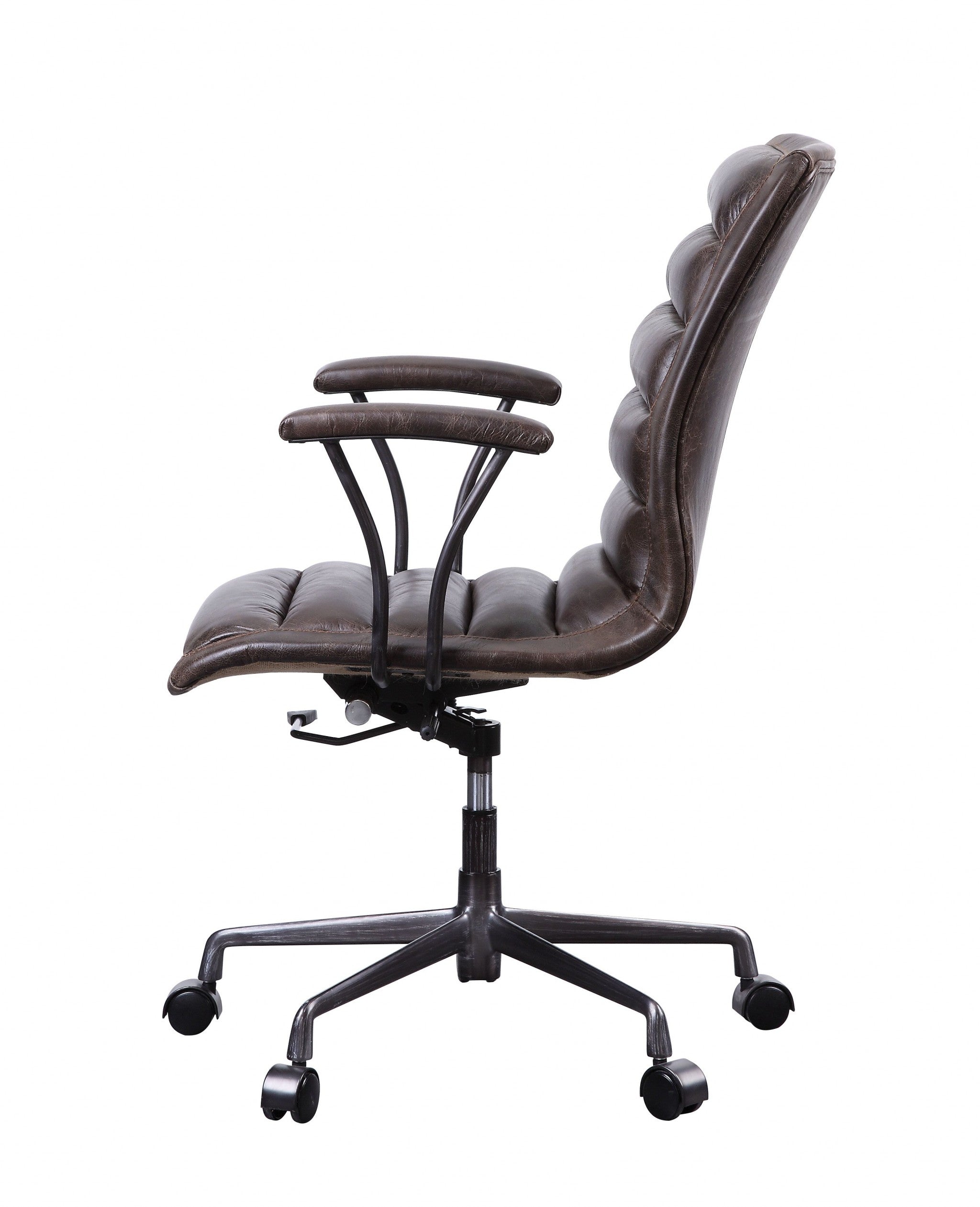 28" X 25" X 38" Distress Chocolate Top Grain Leather Metal Upholstered (Seat) Casters Engineered Wood Executive Office Chair