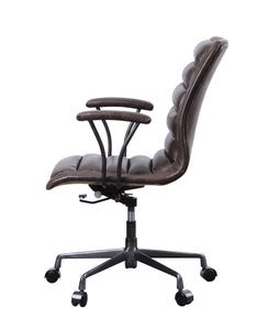 28" X 25" X 38" Distress Chocolate Top Grain Leather Metal Upholstered (Seat) Casters Engineered Wood Executive Office Chair