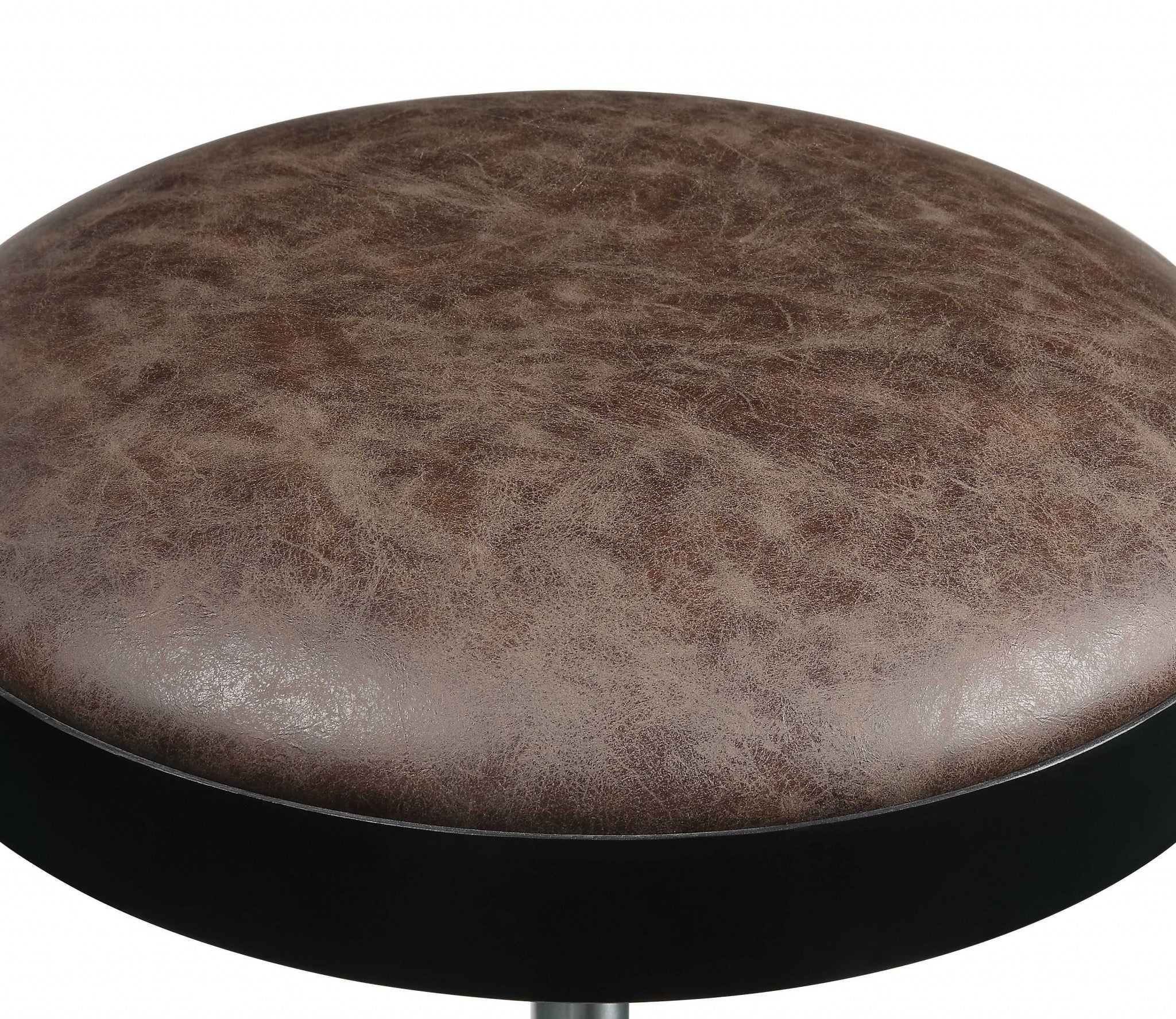 17" X 17" X 24" Vintage Mocha PU Black Metal Upholstered Adjustable Stool w/Swivel (Set of 2)