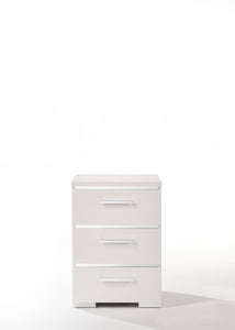 15" X 18" X 25" White (High Gloss) Wood Veneer (Paper) Nightstand