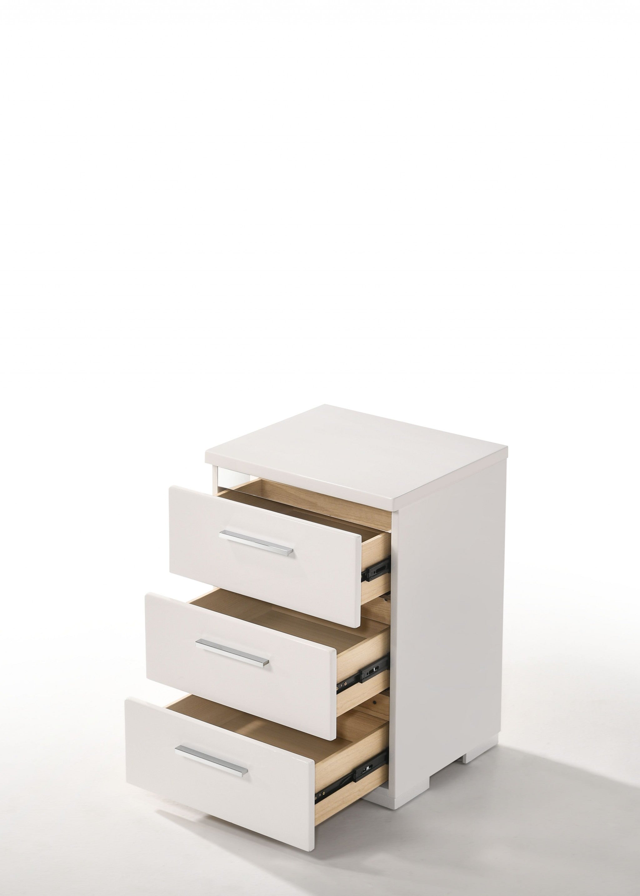 15" X 18" X 25" White (High Gloss) Wood Veneer (Paper) Nightstand