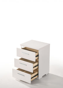 15" X 18" X 25" White (High Gloss) Wood Veneer (Paper) Nightstand